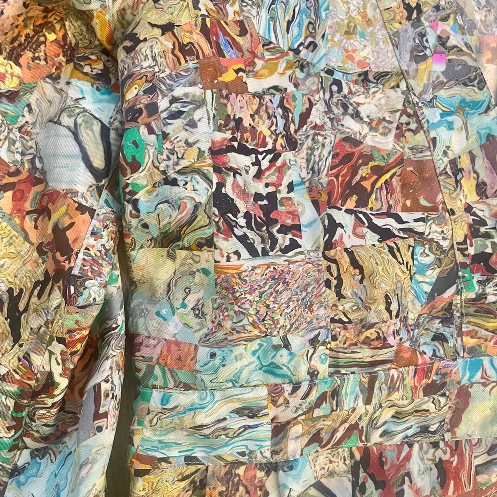 Dries Van Noten Silk Marbled Patchwork Wrap Tunic - image 4